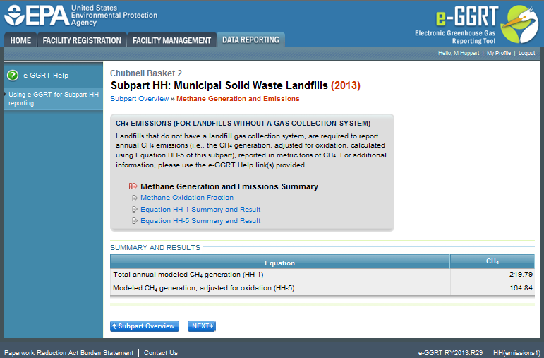 Image of Equation HH-1 Summary and Result page